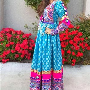 Long Afghan Dress with Waist Accessory